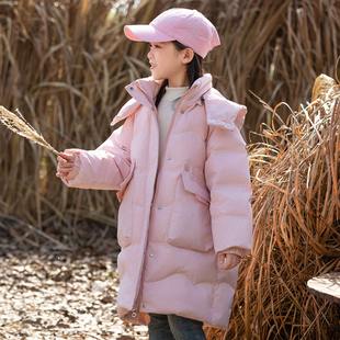 儿童羽绒服女童中长款2023新款加厚90白鸭绒韩版冬季中大童外套