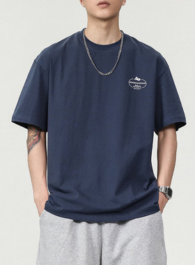 春夏新款纯棉印花T恤衫美式微阔宽松休闲半袖圆领短袖t情侣Z8009