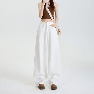 Versatile Denims Pants Loose Jeans Baggy Trousers纯棉白色