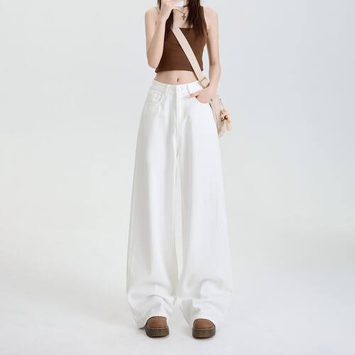 Versatile Denims Pants Loose Jeans Baggy Trousers纯棉白色