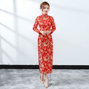 chinese qipao dress cheongsam过年大红旗袍妈妈中国风婚礼服