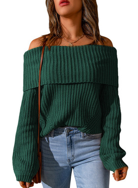 women clothes european african 欧美毛衣女女装新款一字肩露肩