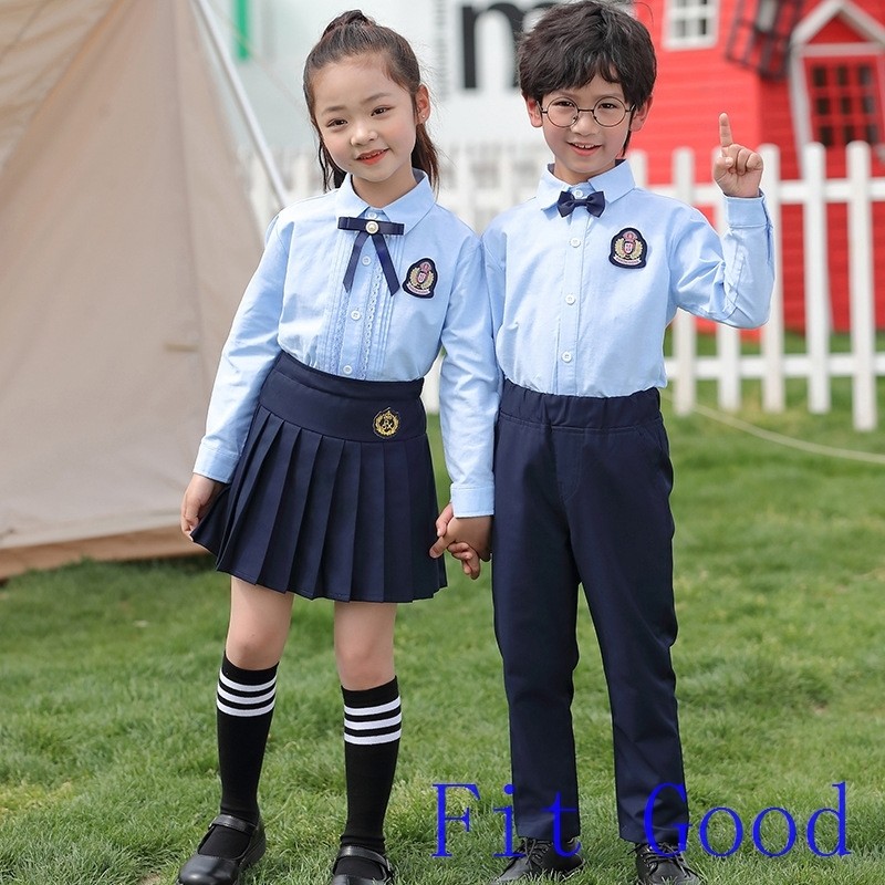 Kids School Uniform Clothes男女童浅蓝色幼儿园园服学院风小学