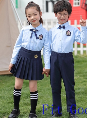 Kids School Uniform Clothes男女童浅蓝色幼儿园园服学院风小学