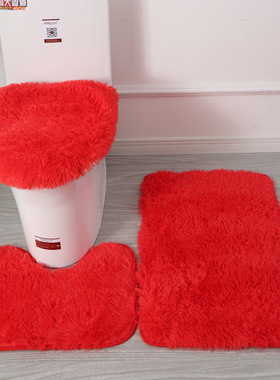 Toilet Seat Cover 3Pc Set Bath Mat Floor Rug Doormat Bathtub