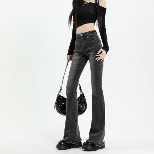 牛仔裤女 Flared Jeans Women's Slim-fit Pants Retro Y2K Denim