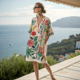 Fit Vacation Printed Neck Loose Casual Women Dress连衣裙女