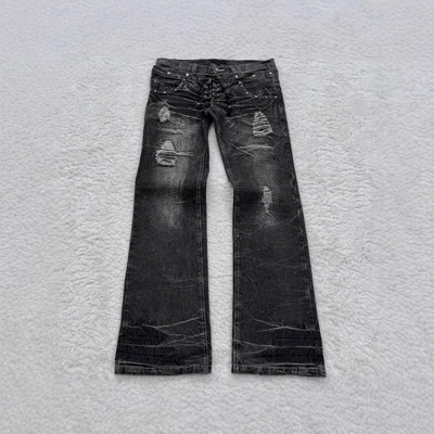 New retro double waisted micro flared Jeans streetwear Y2K裤