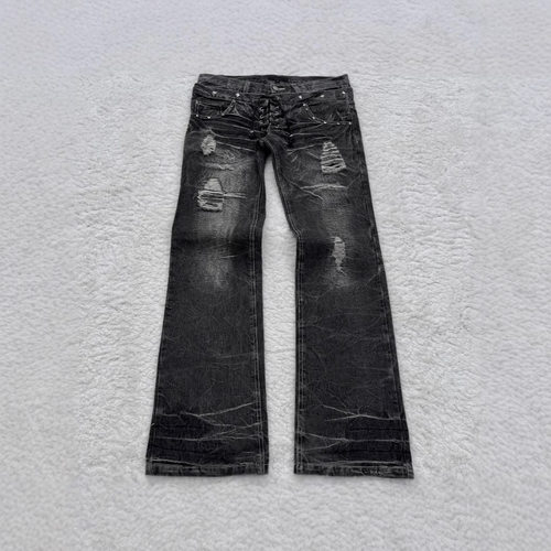 New retro double waisted micro flared Jeans streetwear Y2K裤