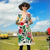 Dress连衣裙 Fit Loose Printed Women Vacation Neck Casual