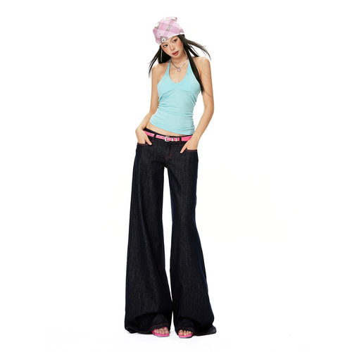 Low Waist Wide Leg Jeans Women's Floor Trousers American仔裤