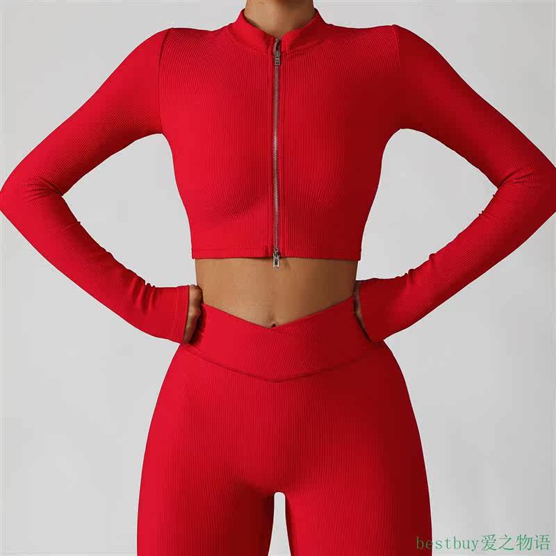 womens yoga set欧美瑜伽套装女户外运动紧身衣速干跑步运动服健