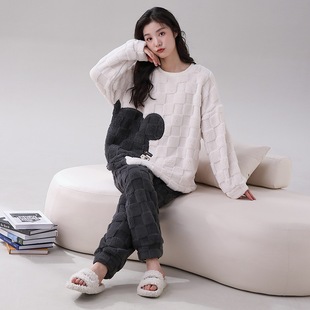 women pajama ladies homewear female睡衣女睡衣女冬季加绒加厚