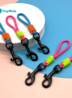 TinyMola潜水单头钩挂绳手工编织不锈钢弹簧快拆防丢配件户外装备