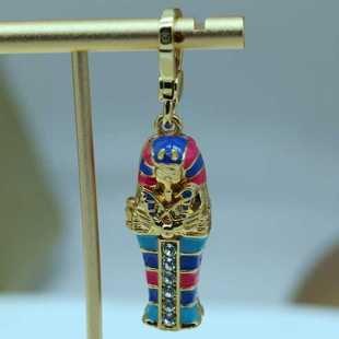 欧美孤品法老灵柩木乃伊汽车钥匙扣挂件项链吊坠背包挂坠装饰创意