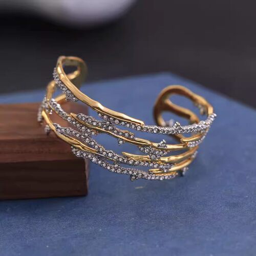 欧美风格复古饰品时尚个性夸张女士手镯百搭镶钻开口可调节手环