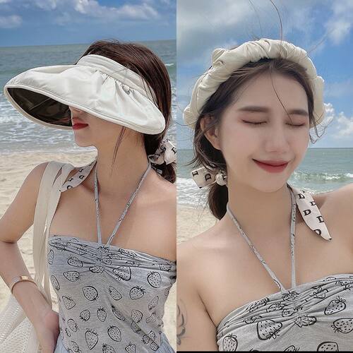 日本夏季黑胶贝壳空顶户外防晒帽