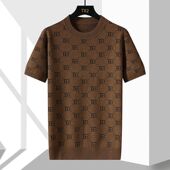 夏季 潮流男装 冰丝短袖 针织衫 上衣 t恤男高端欧货冰麻半袖 同音同款