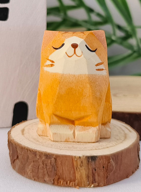 木雕摆件小猫家居装饰物送朋友生日礼物可爱小物件源头厂家