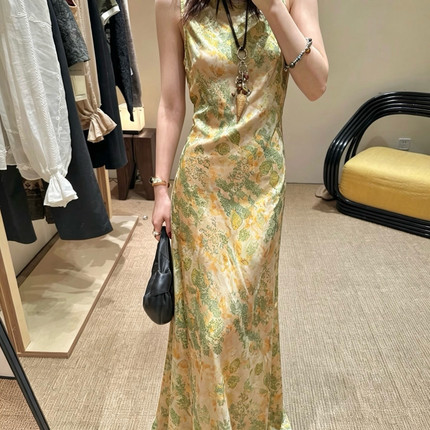 至上-26夏上新轻奢优雅唯美气质香云纱连衣裙w3977