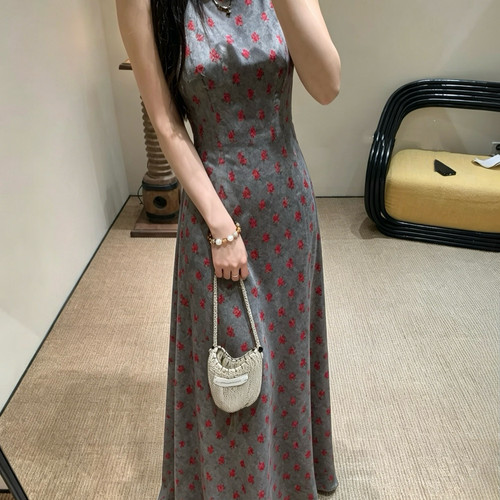 至上-26夏上新优雅香云纱斜裁修身显瘦绝美气质连衣裙w7335