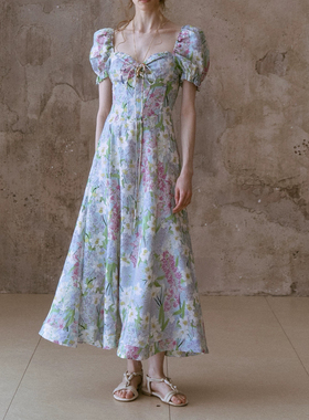 P.tree “Flora Corset” 亚麻 法式鱼骨连衣裙