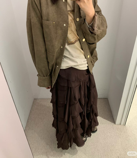 法式 新款 高级设计感A字裙子 层叠荷叶边半身裙女25FW秋冬季 ICE