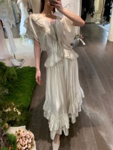 【欧阳娜娜同款】Cello  26春夏 法式醋酸荷叶边绑带连衣裙