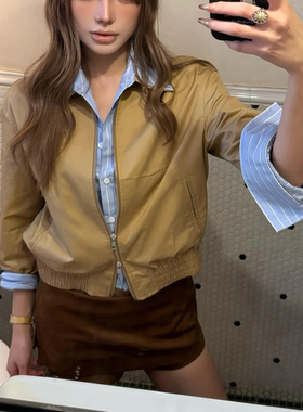 RARELY 高品质 布料100还原 假两件撞色条纹短夹克