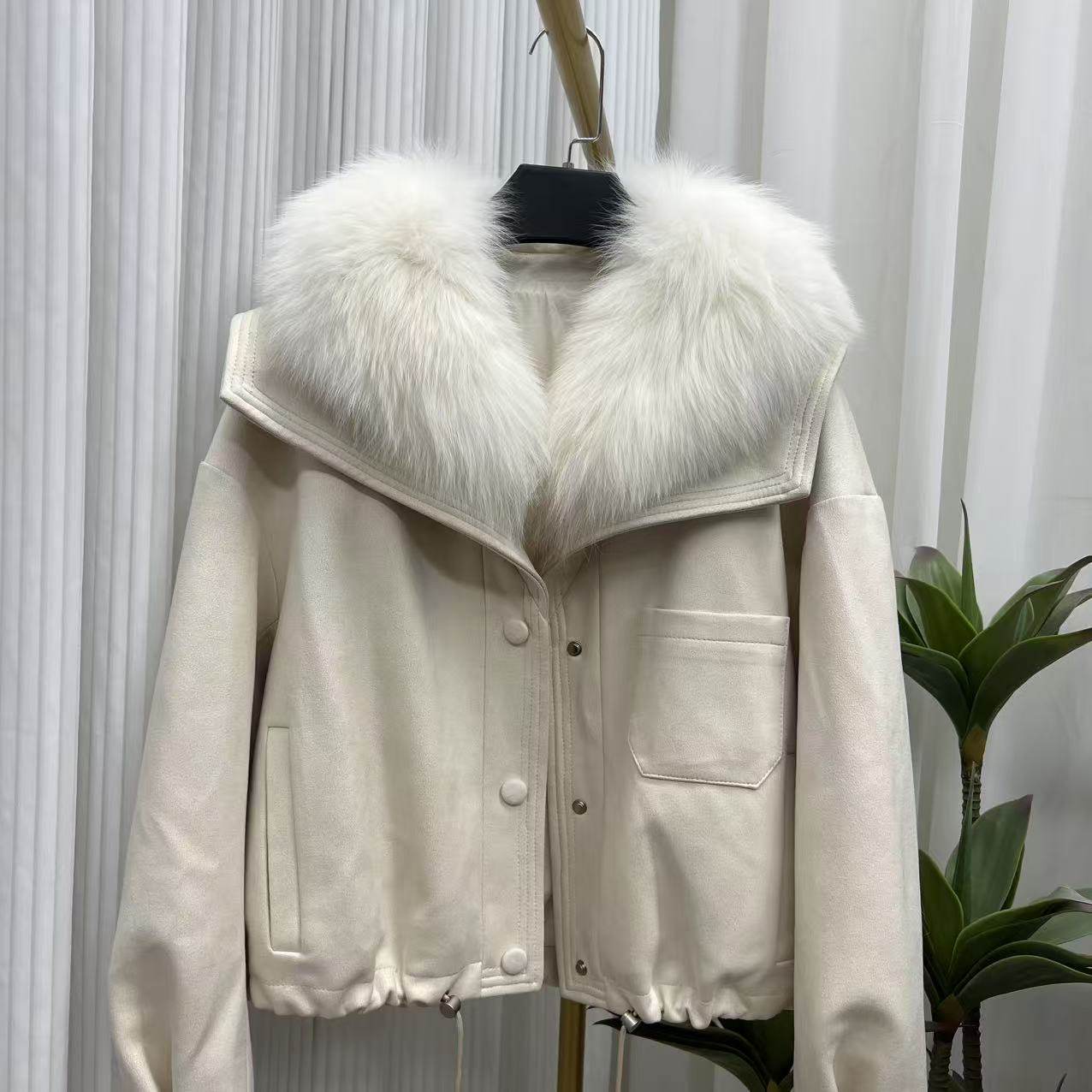 海宁女士麂皮绒海军领狐狸毛羽绒时尚保暖外套,女装/女士精品,皮草,淘宝优惠券,粉丝福利购,淘宝优惠卷