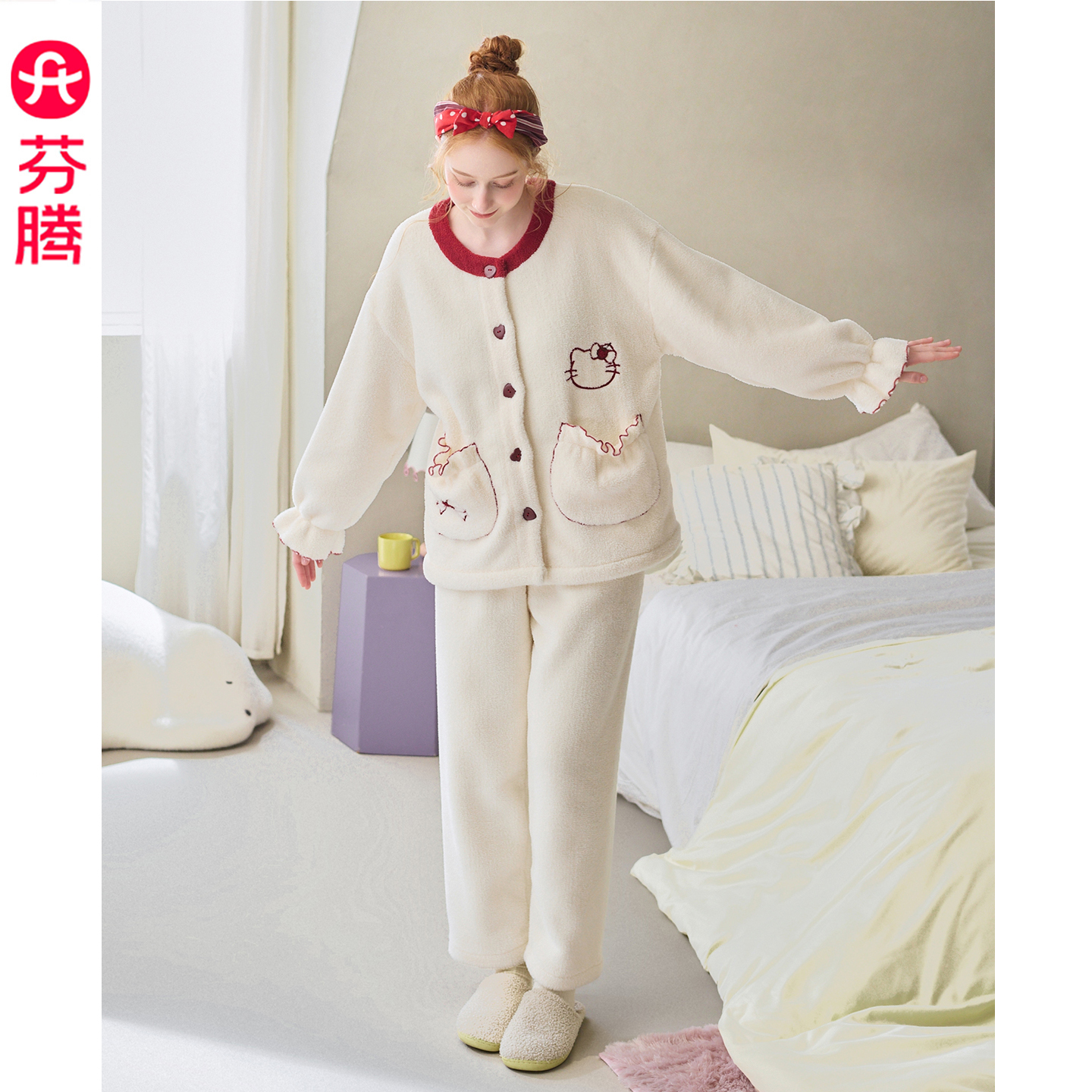 芬腾女珊瑚绒加厚柔软保暖家居服