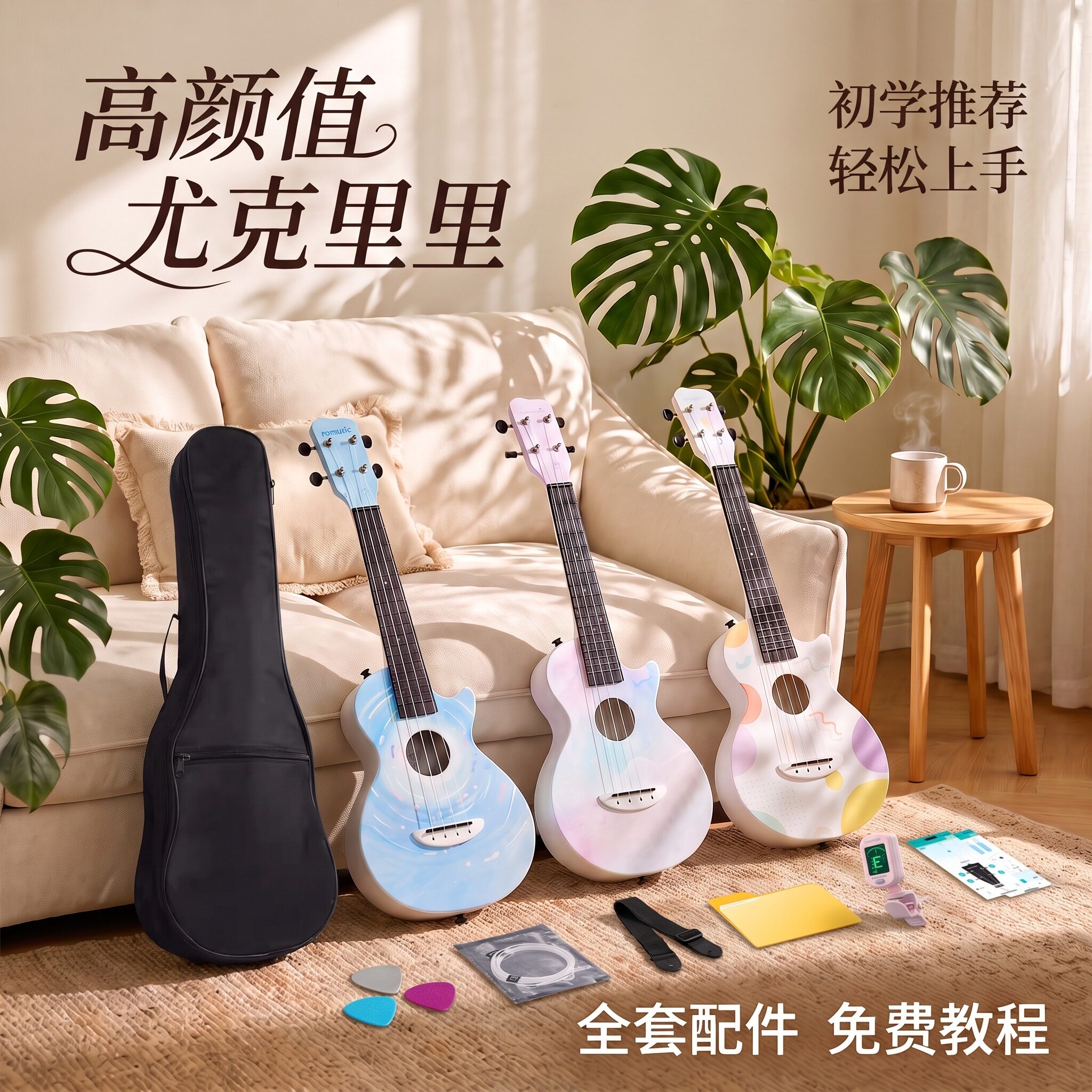 romusic尤克里里女初学者入门级23英寸乌克丽丽儿童小吉他乐器