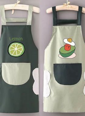 墨绿色水果店员工围兜兜防水防油家用厨房围裙女时尚韩版男士nans