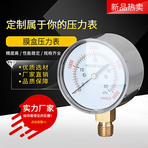 ye60天然气真空膜盒压力表