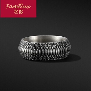龙鳞戒指男士复古纯银圆指环潮个性泰银简约单身戒食指戒可调节
