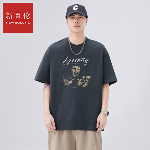 新百伦重磅230克血渍吸血鬼印花短袖T恤2026夏季新款纯棉宽松上衣