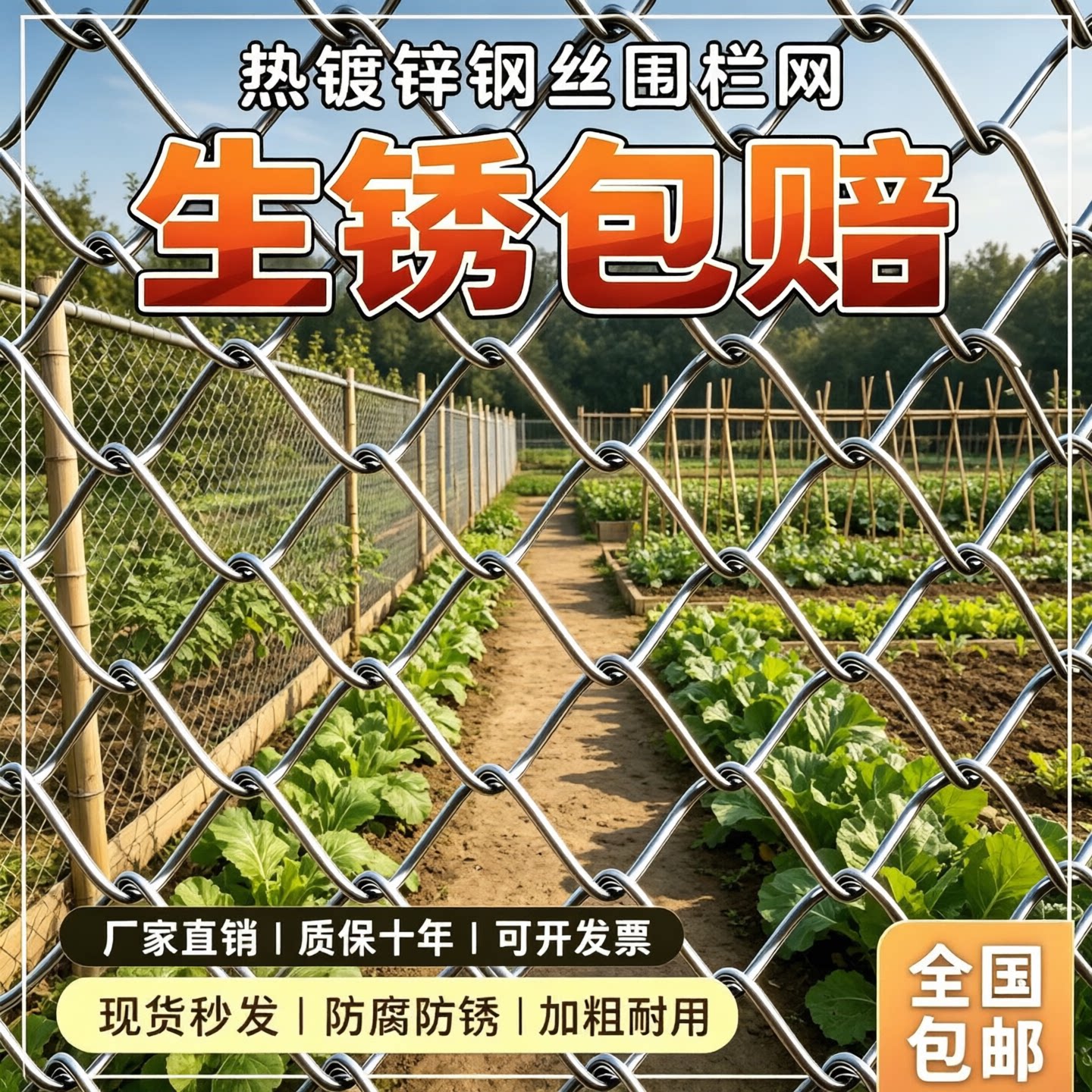 热镀锌铁丝网围栏网护栏防护钢丝网圈果园菜地养鸡拦牛羊网不生锈