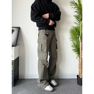 POPLAR CLASSIC水洗做旧复古工装口袋微喇伞兵裤休闲百搭长裤
