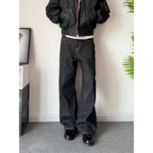 POPLAR CLASSIC原牛复古黑重磅水洗红边微喇A字休闲百搭牛仔裤