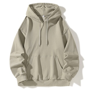 重磅棉白灰色连帽学生加厚卫衣简约男女款上衣秋冬加绒百搭外套