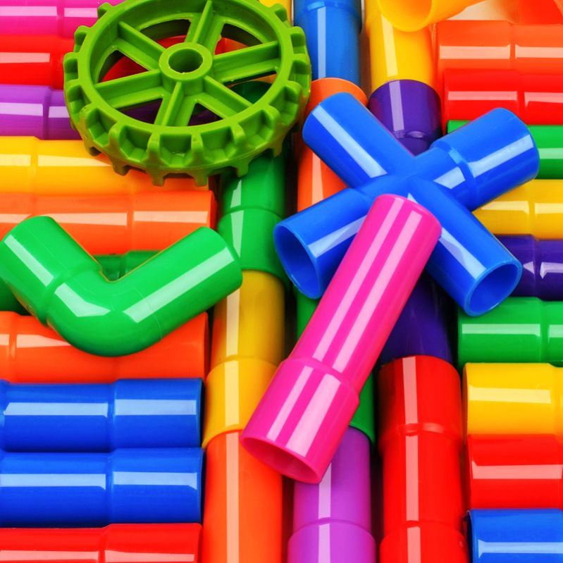 儿童益智拼装水管道积木玩具幼儿园早教启蒙小孩宝宝手工制作玩具
