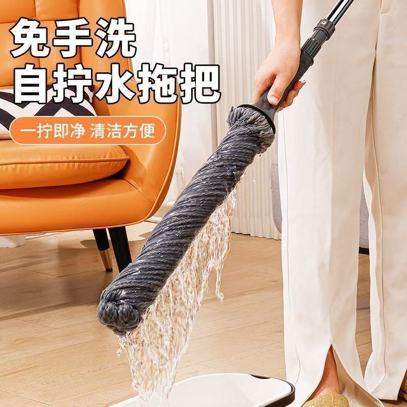 自拧水拖把家用一拖净免手洗干湿拖两用老式墩布旋转懒人大头拖把