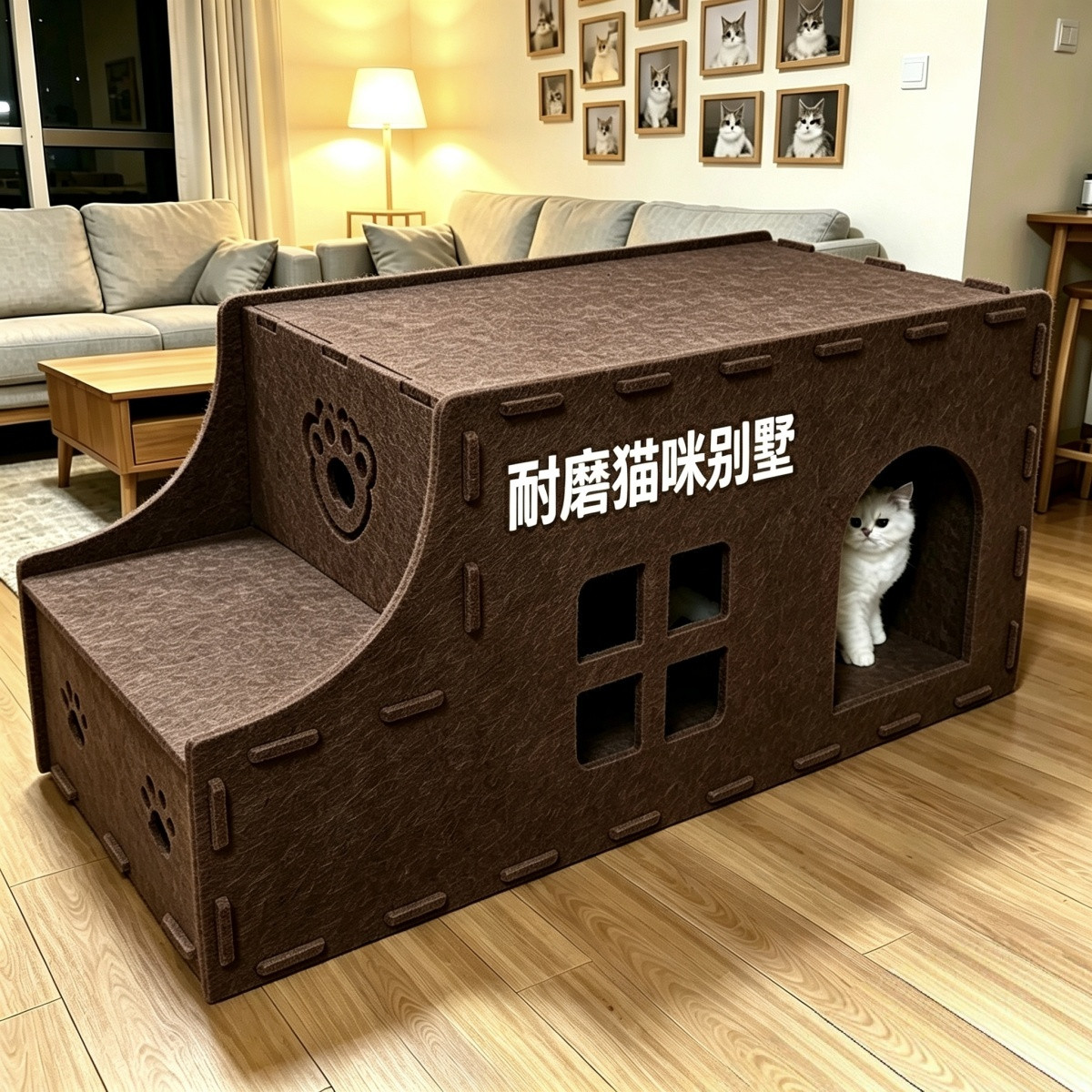 大空间毛毡封闭窝耐脏猫爬架躲猫猫钻洞猫抓板猫咪毛毡窝毛毡猫窝图片