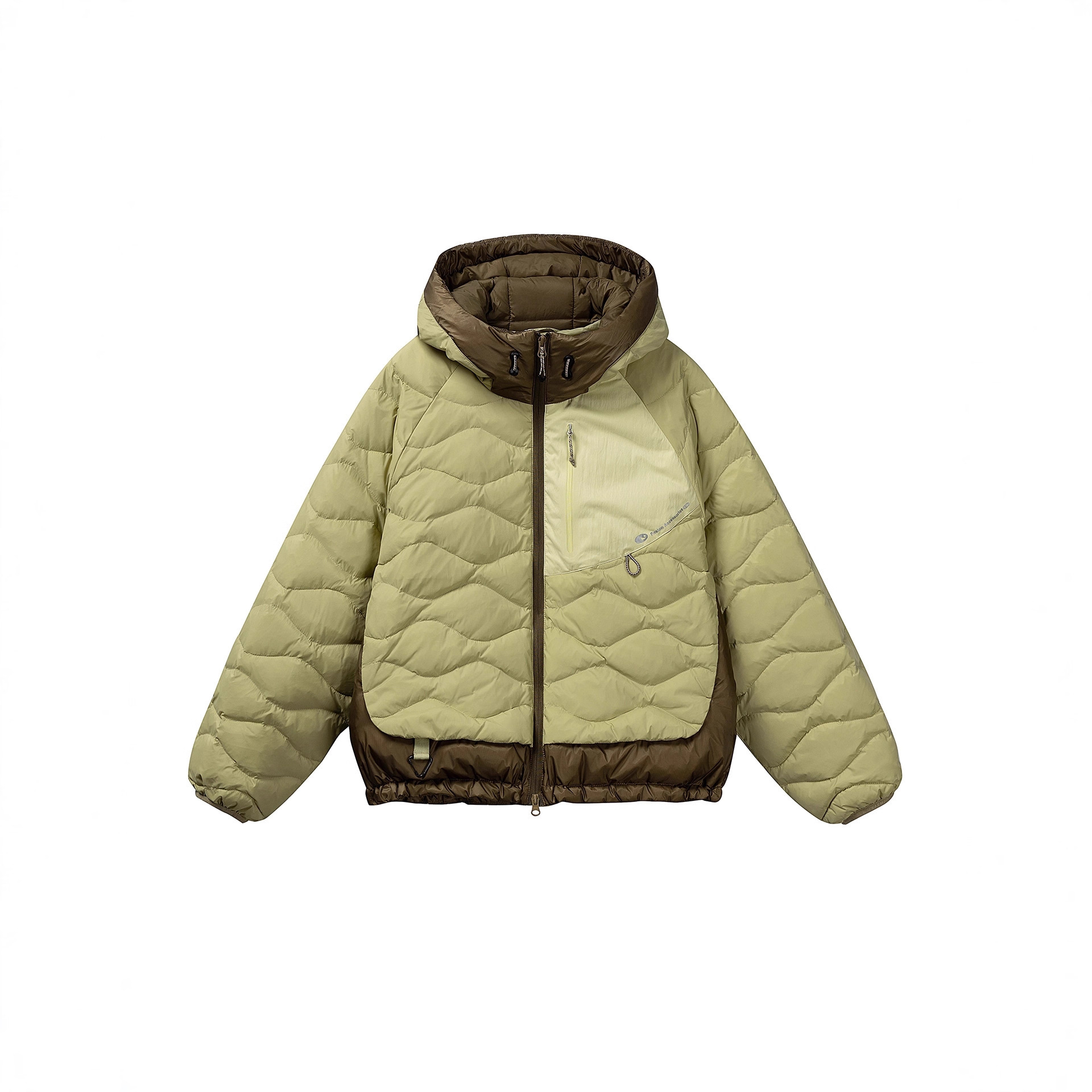 LIYANG2025冬季潮牌情侣连帽拼色羽绒服宽松时尚休闲潮牌上衣