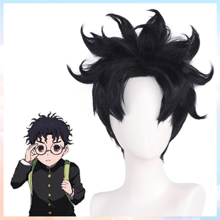 猫八 cos假发 超自然武装当哒当 高仓健 cos假发 黑色打毛顶短发