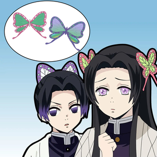 猫八 鬼灭之刃 蝴蝶忍紫色cos蝴蝶香奈乎红色cos发饰动漫头饰