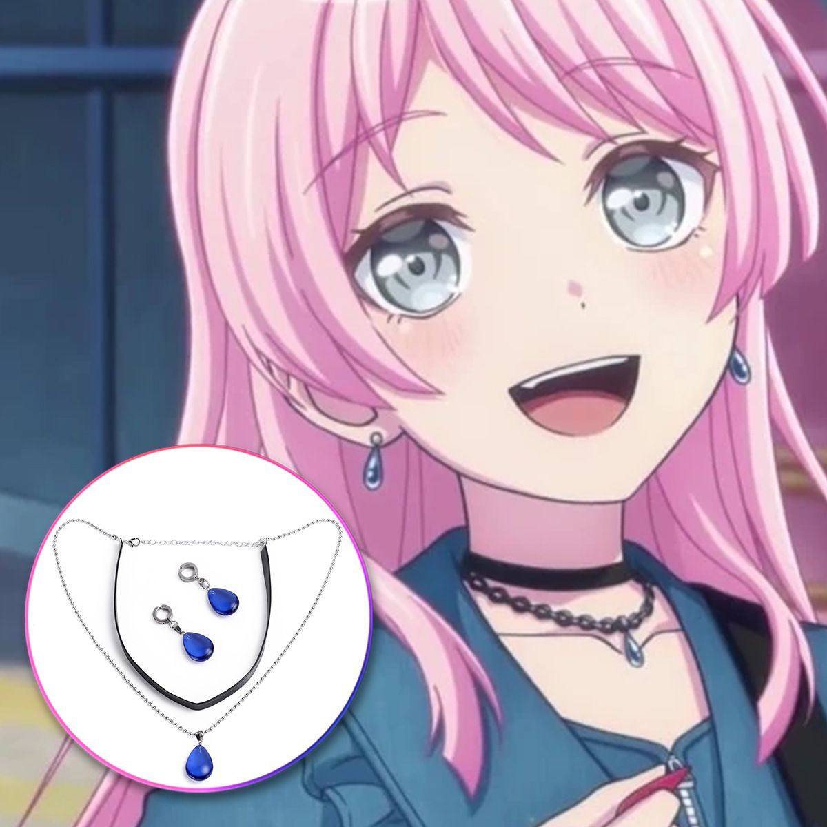 千早爱音cos月夹水滴耳饰BanG Dream要乐奈mygo项链项