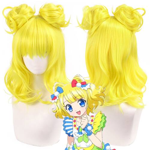 南米蕾 35cm柠檬黄短卷发cosplay假发双发包