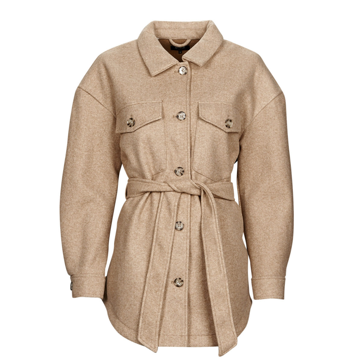 only毛呢大衣女装翻领时尚收腰显瘦减龄上衣外套棕色2024秋冬新款