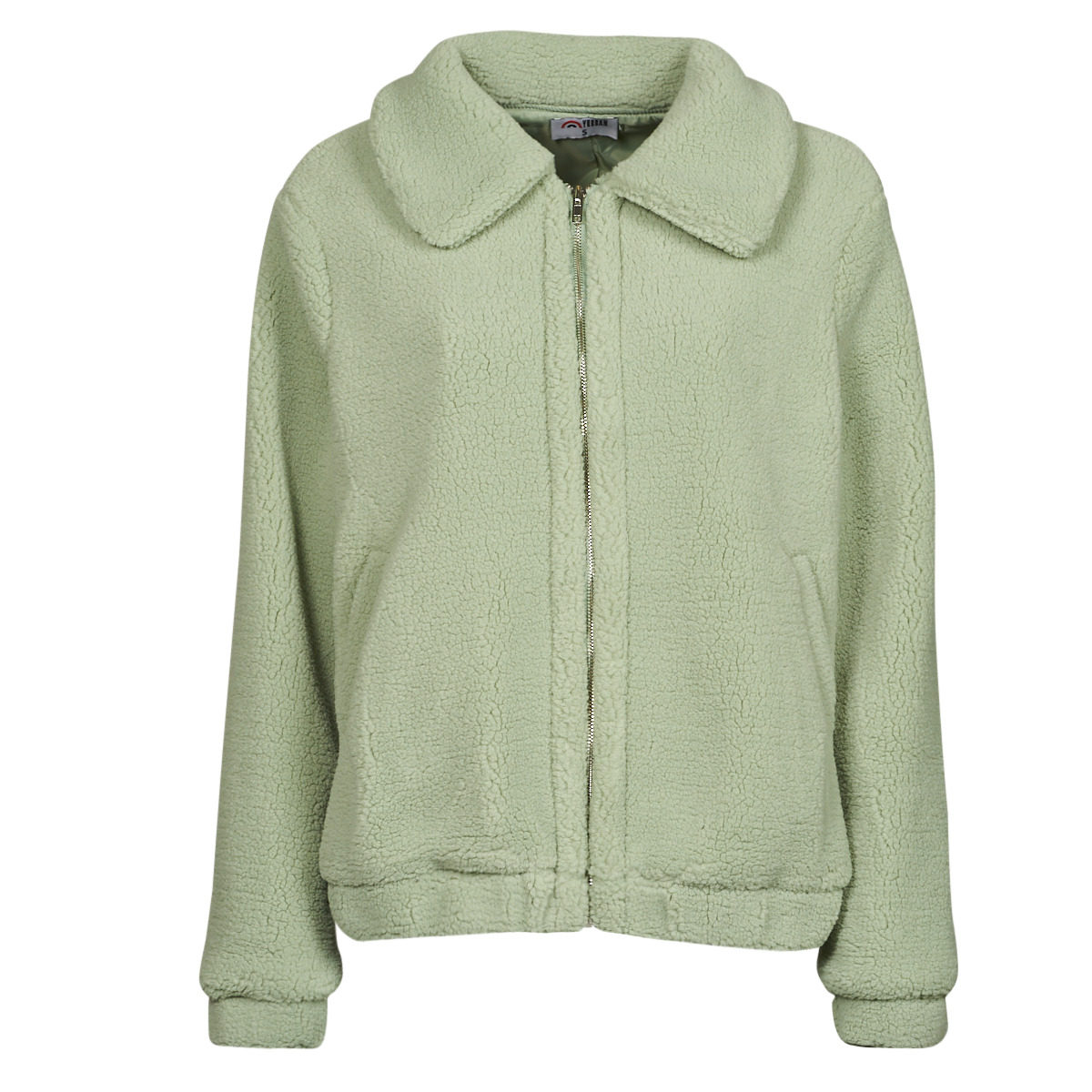 yurban女装外套2024秋冬款新款百搭宽松翻领毛绒保暖夹克上衣绿色